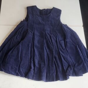 *nd 9-12 Months Chaps Elegant Navy Blue Corduroy Pleated Kids Dress